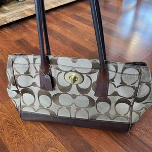 Coach monogram medium tote purse and wallet